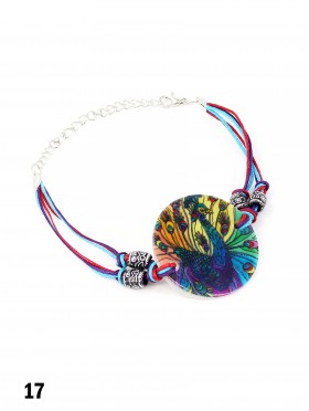 Fashion Peacock Print Shell Bracelet