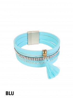 Rhinestone Wrap Magnetic Bracelet W/ Tassel