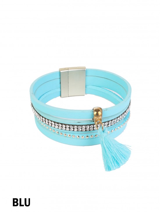 Rhinestone Wrap Magnetic Bracelet W/ Tassel