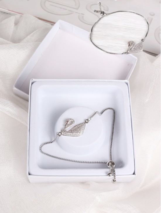 Adjustable Rhinestone Stretch Bracelet W/ Swan Pendant Adjustable Rhinestone Stretch Bracelet W/ Swan Pendant