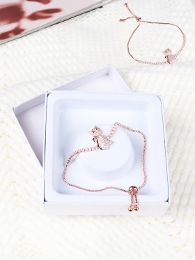 Adjustable Rhinestone Stretch Bracelet W/ Cat