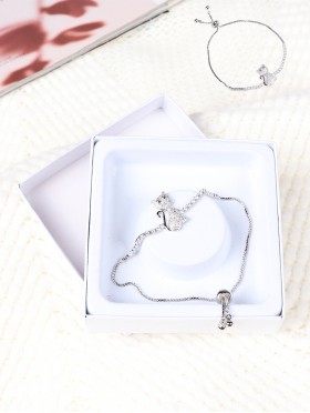Adjustable Rhinestone Stretch Bracelet W/ Cat