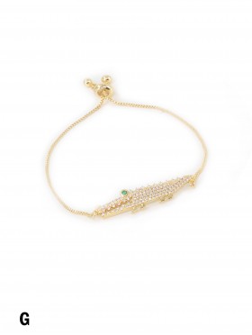 Adjustable Rhinestone Stretch Bracelet W/ Crocodile