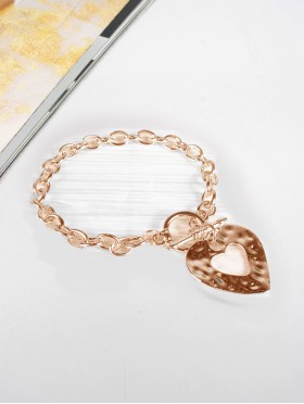 "I Love You" Heart Pendant Link Bracelet