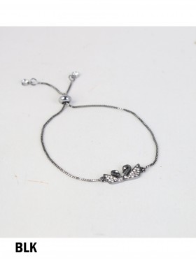 Adjustable Rhinestone Stretch Bracelet W/ Swan Pendant