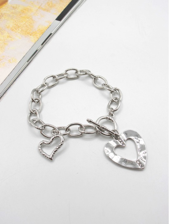 "I Love You" Double Heart Pendant Link Bracelet. "I Love You" Double Heart Pendant Link Bracelet.
