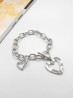 Double Heart Pendant Link Bracelet. W/ Gift Box 