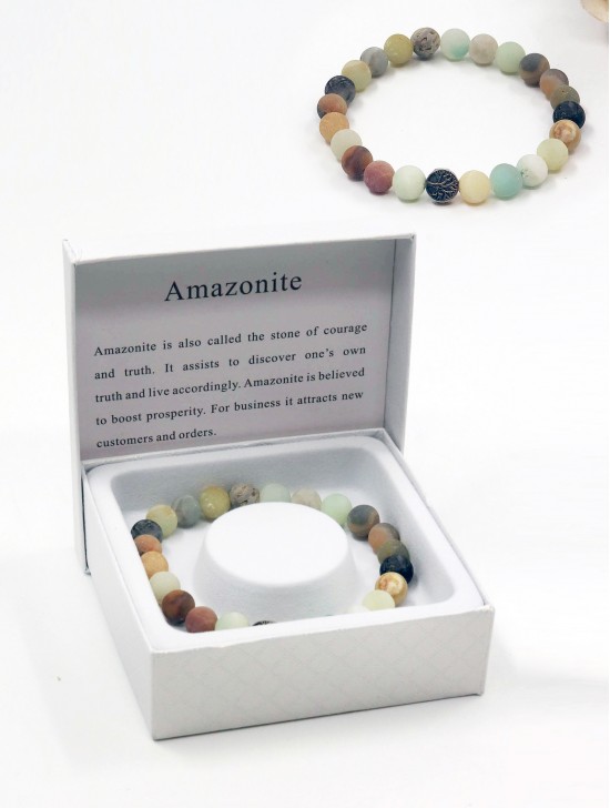 Amazonite Blessing Bead Bracelets with Gift Box 