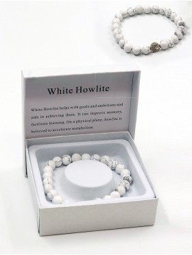 White Howlite Blessing Bead Bracelets with Gift Box 