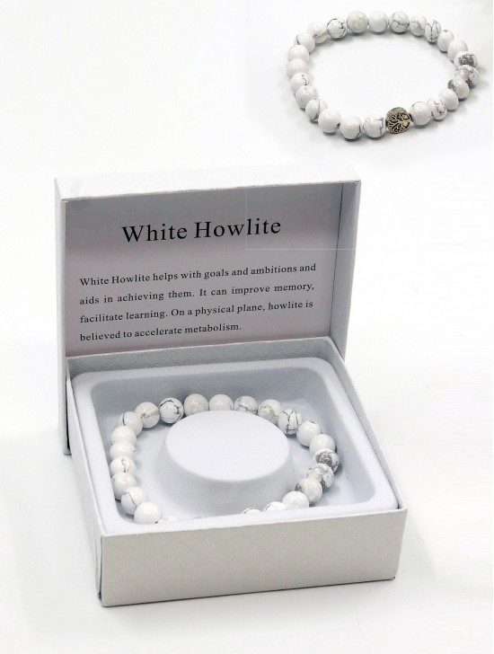 White Howlite Blessing Bead Bracelets with Gift Box 