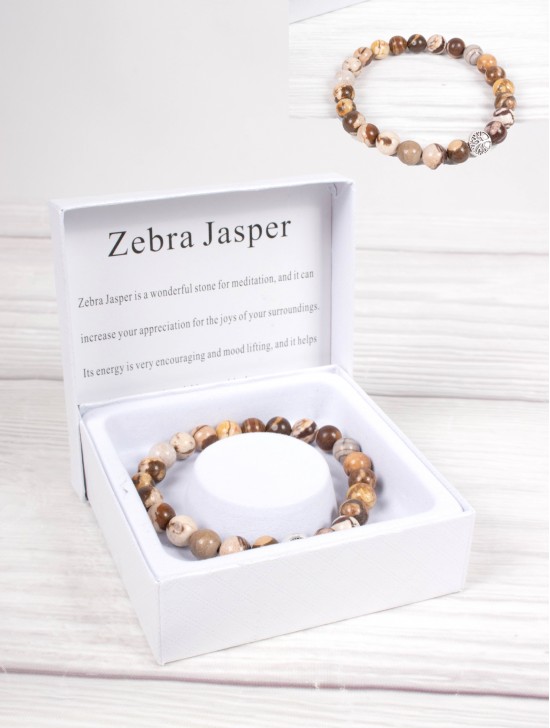 Zebra Jasper Blessing Bead Bracelets with Gift Box.