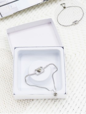 Adjustable heart Rhinestone Stretch Bracelet with Gift Box