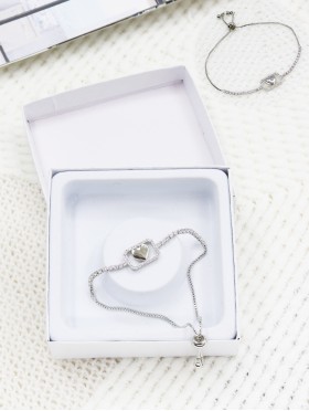 "Believe in Yourself" Adjustable heart Rhinestone Stretch Bracelet 
