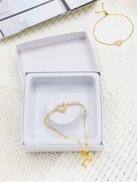 "I Love You" Adjustable heart Rhinestone Stretch Bracelet 
