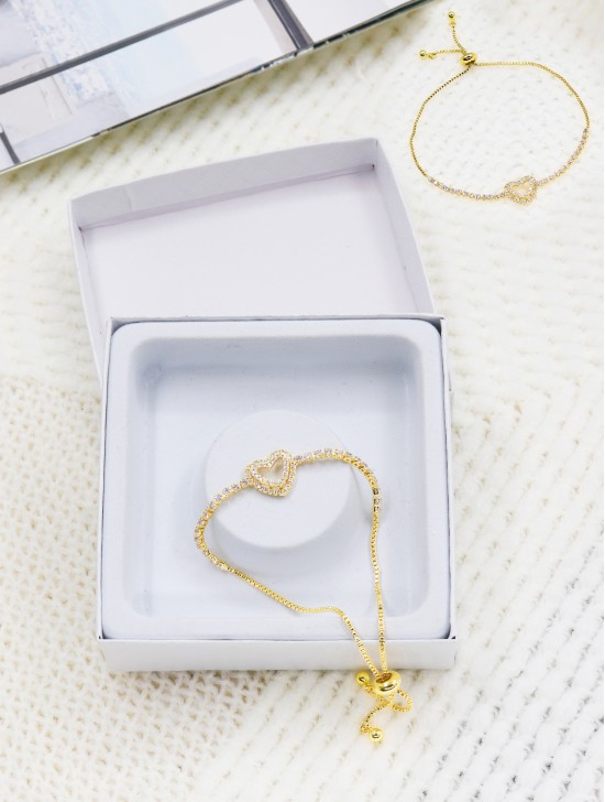"I Love You" Adjustable heart Rhinestone Stretch Bracelet 