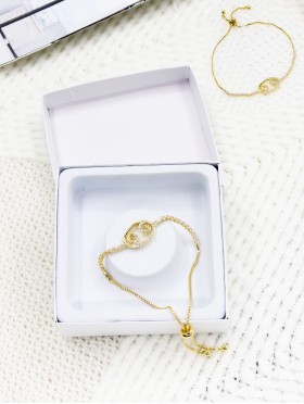 "Friendship Forever" Adjustable Oval Rhinestone Stretch Bracelet