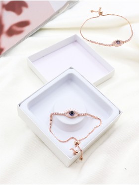 "Evil Eye, Good Luck & Protection" Adjustable Evil Eye Rhinestone Stretch Bracelet 