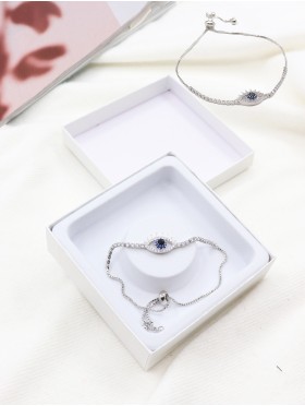 Adjustable Evil Eye Rhinestone Stretch Bracelet with Gift Box.