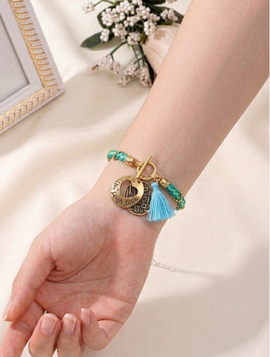 “Live Laugh Love” Metal Bronze Vintage Bracelet 
