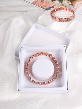 FLAT CIRCLE TEXTURE BEAD BRACELET W/ Gift Box 