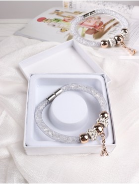 SPARKLE TUBE BRACELET W/ PENDANT and Gift Box 