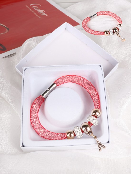 SPARKLE TUBE BRACELET W/ PENDANT and Gift Box 