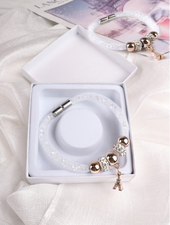 SPARKLE TUBE BRACELET W/ PENDANT and Gift Box 