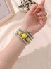 Natural Stone Silver Wrap Bracelet