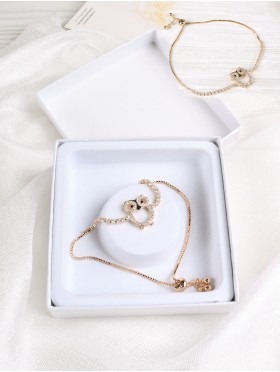 Adjustable Rhinestone Stretch Bracelet W/ Owl