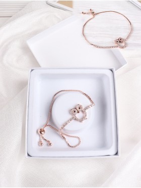 Adjustable Rhinestone Stretch Bracelet W/ Owl