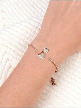 Adjustable Rhinestone Stretch Bracelet W/ Cat