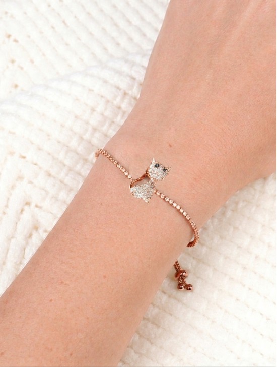 Adjustable Rhinestone Stretch Bracelet W/ Cat Adjustable Rhinestone Stretch Bracelet W/ Cat