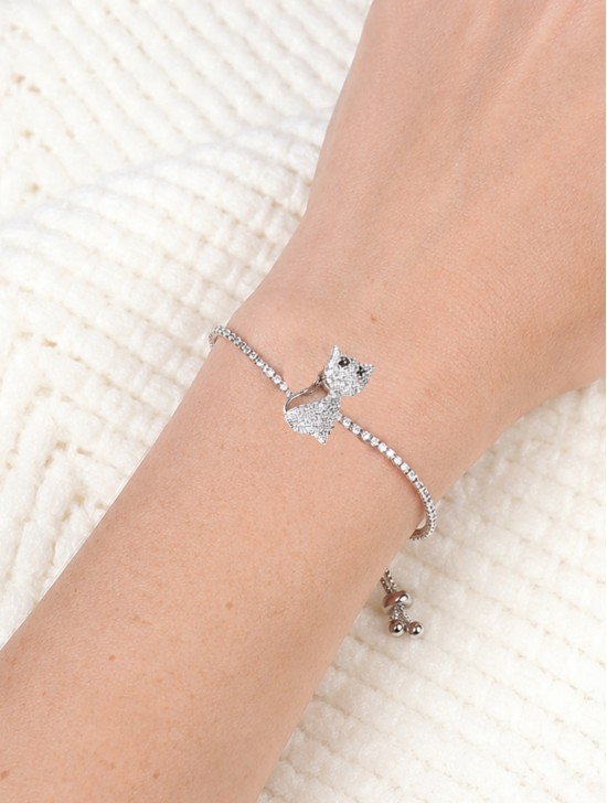 Adjustable Rhinestone Stretch Bracelet W/ Cat Adjustable Rhinestone Stretch Bracelet W/ Cat