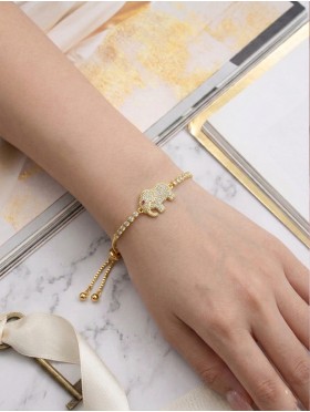 Adjustable Elephant Rhinestone Stretch Bracelet 