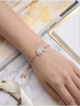 Adjustable Elephant Rhinestone Stretch Bracelet 