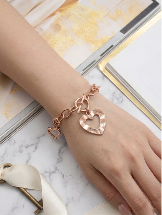 "I Love You" Double Heart Pendant Link Bracelet. "I Love You" Double Heart Pendant Link Bracelet.