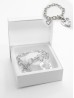 Double Heart Pendant Link Bracelet. W/ Gift Box 