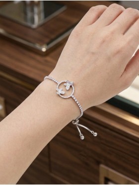 "As Brave as a Butterfly" Adjustable Rhinestone Stretch Bracelet W/ Butterfly 
