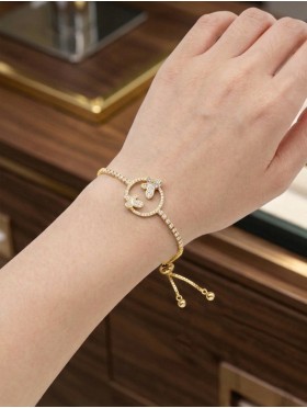 "As Brave as a Butterfly" Adjustable Rhinestone Stretch Bracelet W/ Butterfly 