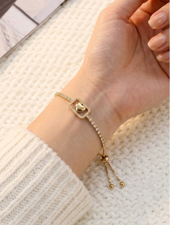 "Believe in Yourself" Adjustable heart Rhinestone Stretch Bracelet "Believe in Yourself" Adjustable heart Rhinestone Stretch Bracelet