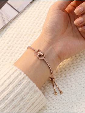 "Believe in Yourself" Adjustable heart Rhinestone Stretch Bracelet