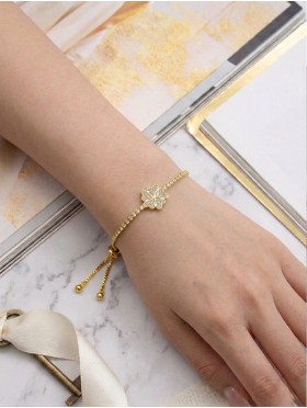 "Family Forever" Flower Heart Adjustable Rhinestone Stretch Bracelet