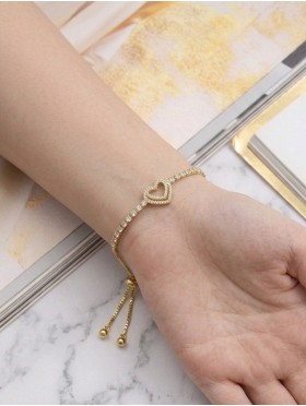 "I Love You" Adjustable heart Rhinestone Stretch Bracelet 