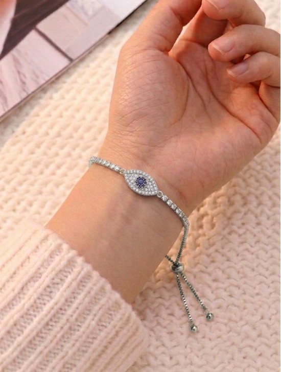 "Evil Eye, Good Luck & Protection" Adjustable Evil Eye Rhinestone Stretch Bracelet "Evil Eye, Good Luck & Protection" Adjustable Evil Eye Rhinestone Stretch Bracelet