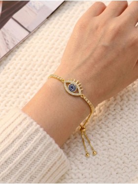"Evil Eye, Good Luck & Protection" Adjustable Evil Eye Rhinestone Stretch Bracelet 