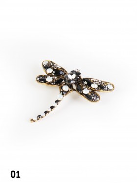 Multi Rhinestone Dragonfly Brooch