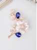 Floral Brooch W/ Tear Drop Rhinestone and Pearl Details Floral Brooch W/ Tear Drop Rhinestone and Pearl Details