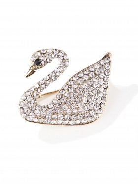 Rhinestone Swan Brooch