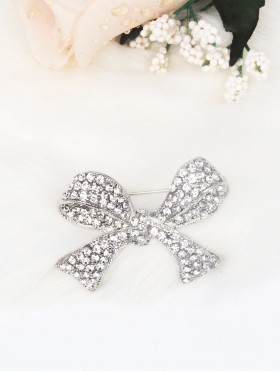 Rhinestone Bowknot Brooch Clip