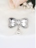 Rhinestone and Pearl Bowknot Brooch Clip